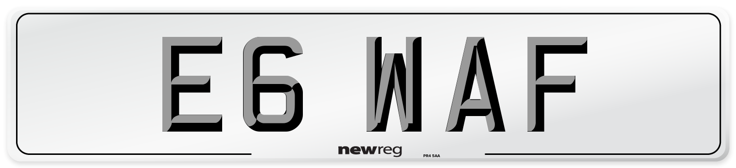 E6 WAF Number Plate from New Reg